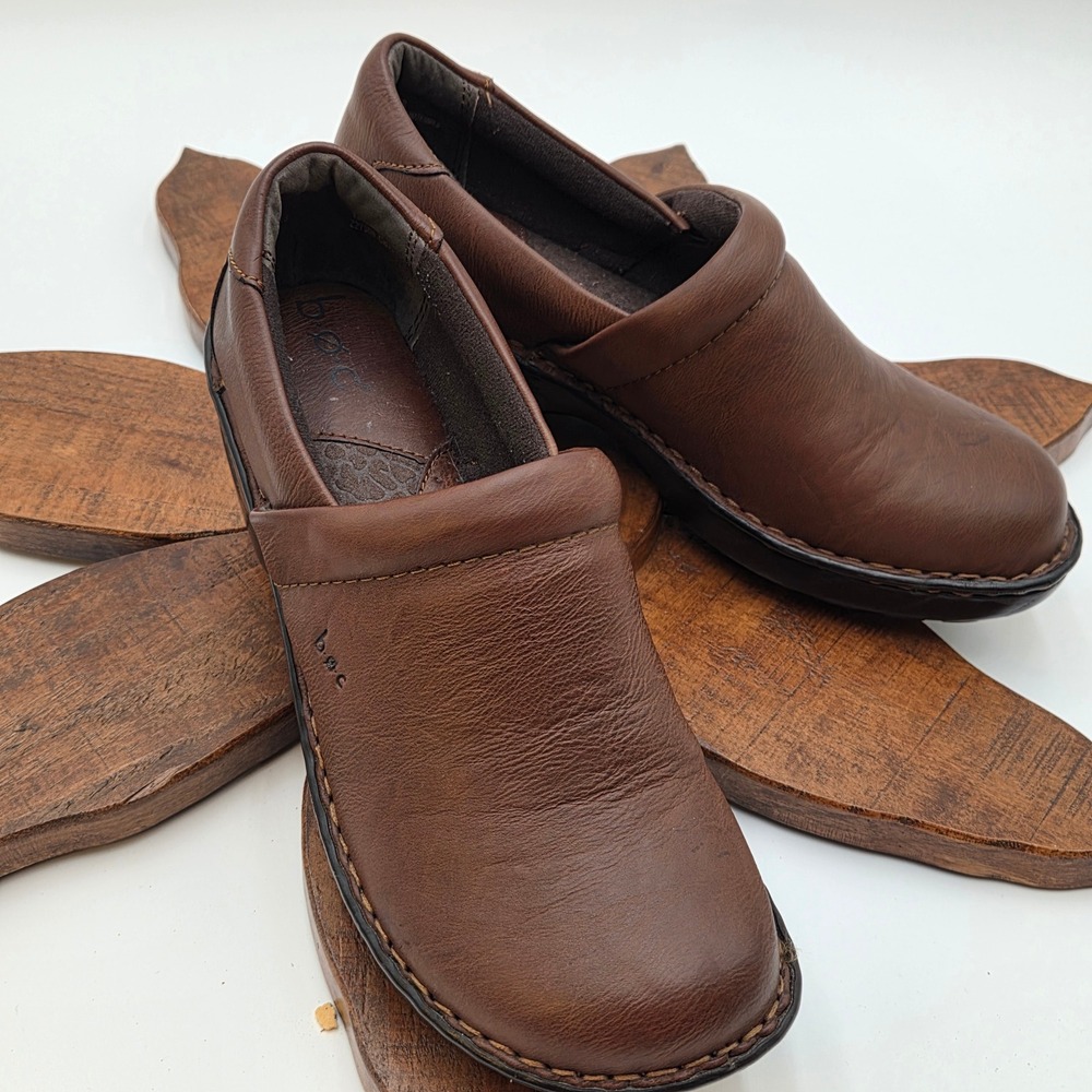 b.o.c. Women 8 Peggy Clogs Brown Slip On Platform Work Shoes Comfort Mule